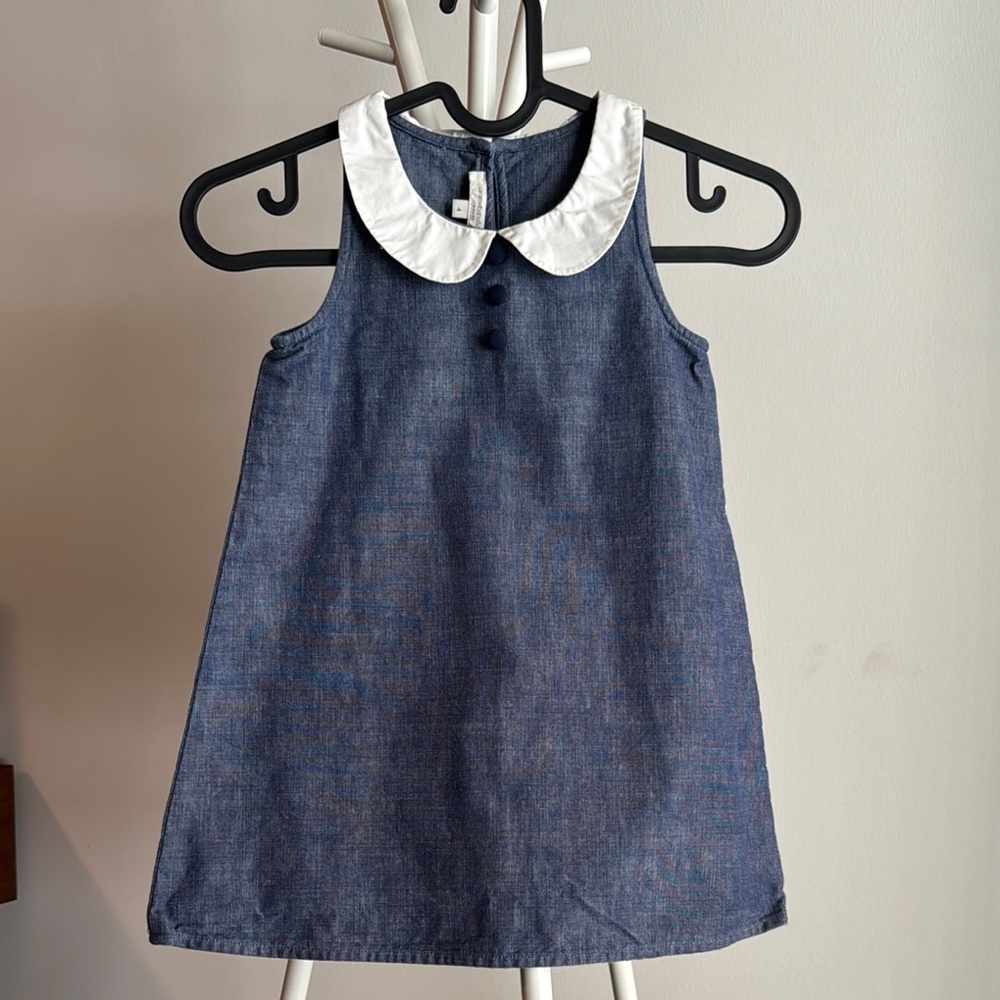 Caramel girls Blue Denim Dress with White Collar
